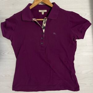 Burberry Plum Button Down Polo Shirt 100% cotton